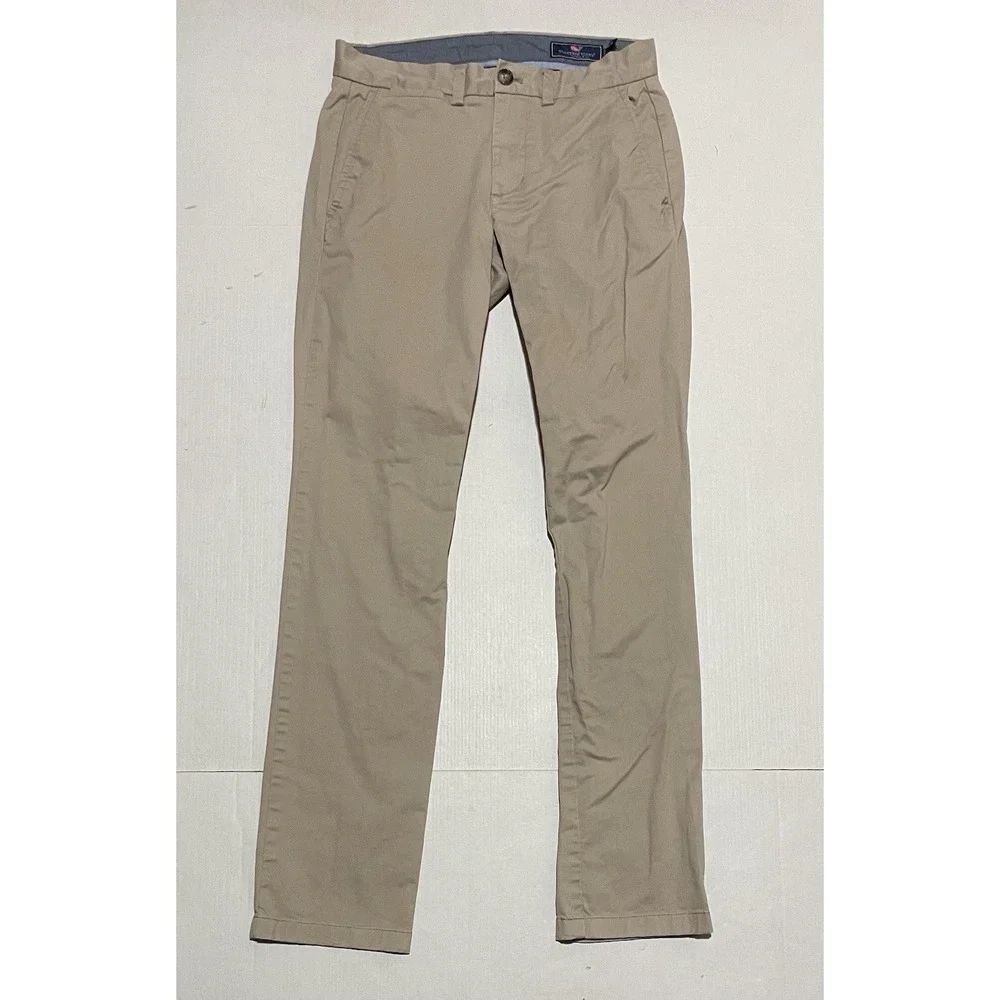 Vineyard Vines Khaki Chino Pants Men's 28 X 31 Stretch Flat Front Casual Beige